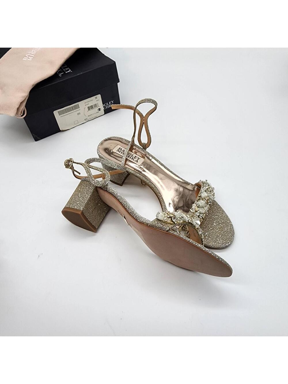 Badgley Mischka Tanessa Embellished Ankle Strap Heels 7.5 NIB - Picture 9 of 10